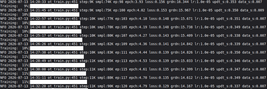 Screenshot of the terminal's policy training output