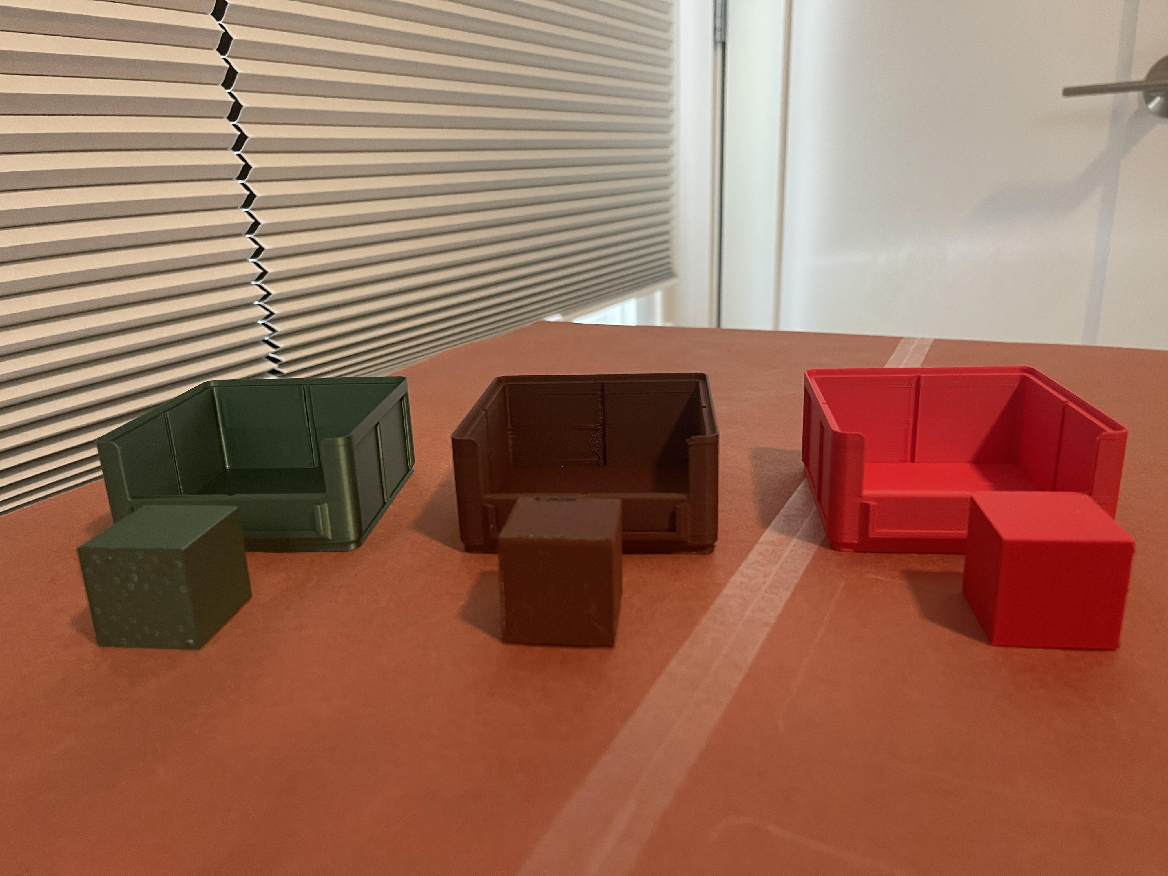 3D printed stacking blocks and sorting bins